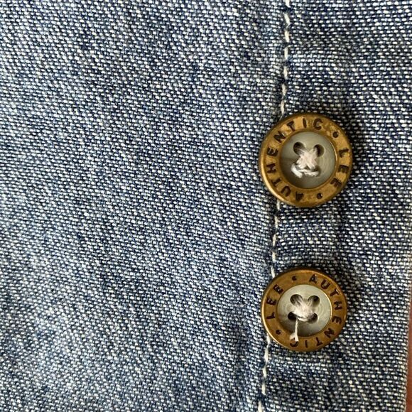 VTG Lee Authentic Men’s Denim Shirt Two-Tone Cotton Pockets Logo Size L - Picture 7 of 10